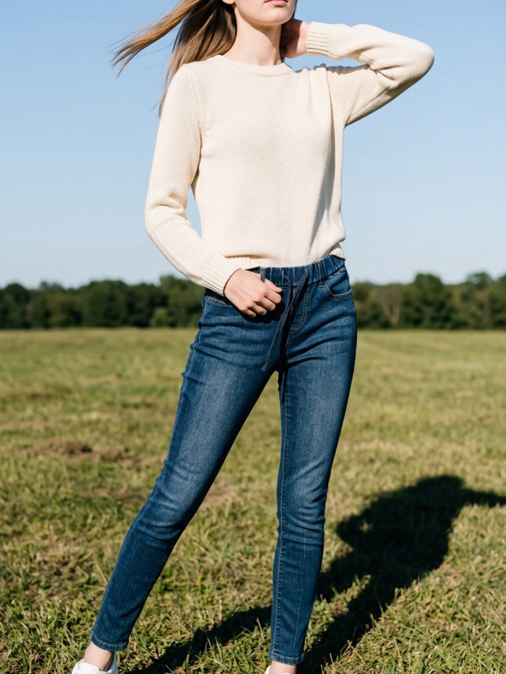DKNY Women’s High-Rise Stretch Skinny Jeans in Medium-Dark Blue